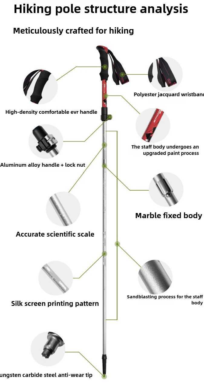 Outdoor Hiking Pole Off-road Walking Stick Retractable Folding Aluminum Alloy Hiking Outdoor Equipment N82Pro Set G251220