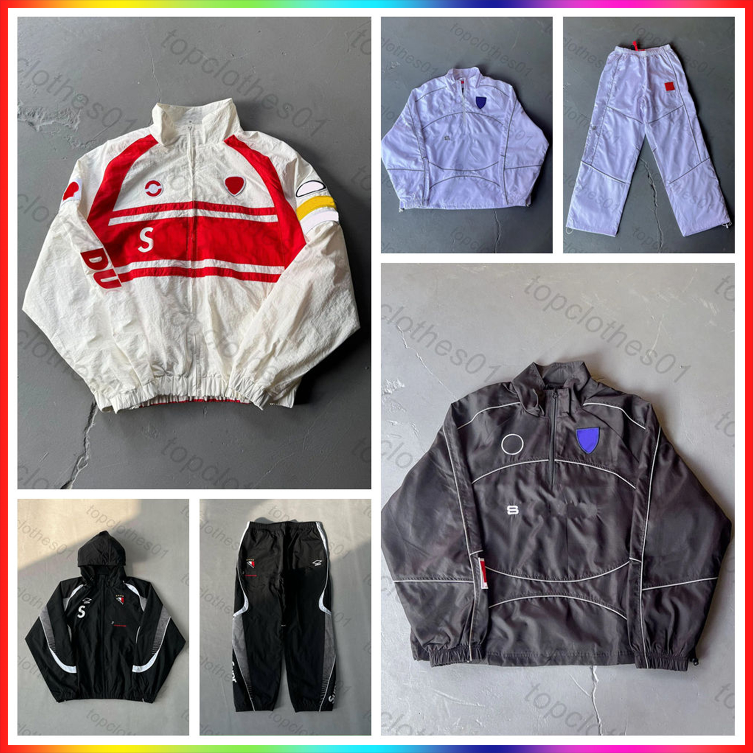 New Fashion mens designer hoodie Sportswear supremely jacket Embroidered Patterns Retro Racing fashion hip-hop hoodie Drawstring Pants Woven Running Pants Set