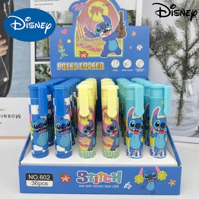Disney 12/36 Pcs Stitch Lipstick Modeling Eraser Lilo Stitch Cartoon Cute Student Supplies Stationery Wholesale H251220