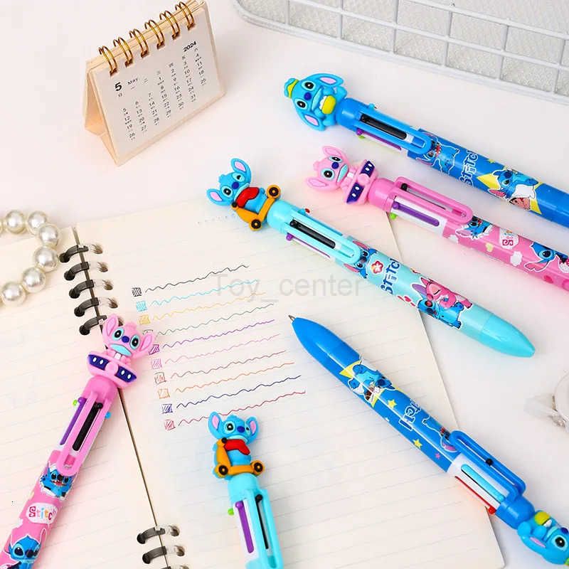 Disney Stitch 36pcs Ballpoint Pen Cartoon 6 Color Hand-Held Press Marker 07mm Student Graffiti School Children Stationery Gift H251220