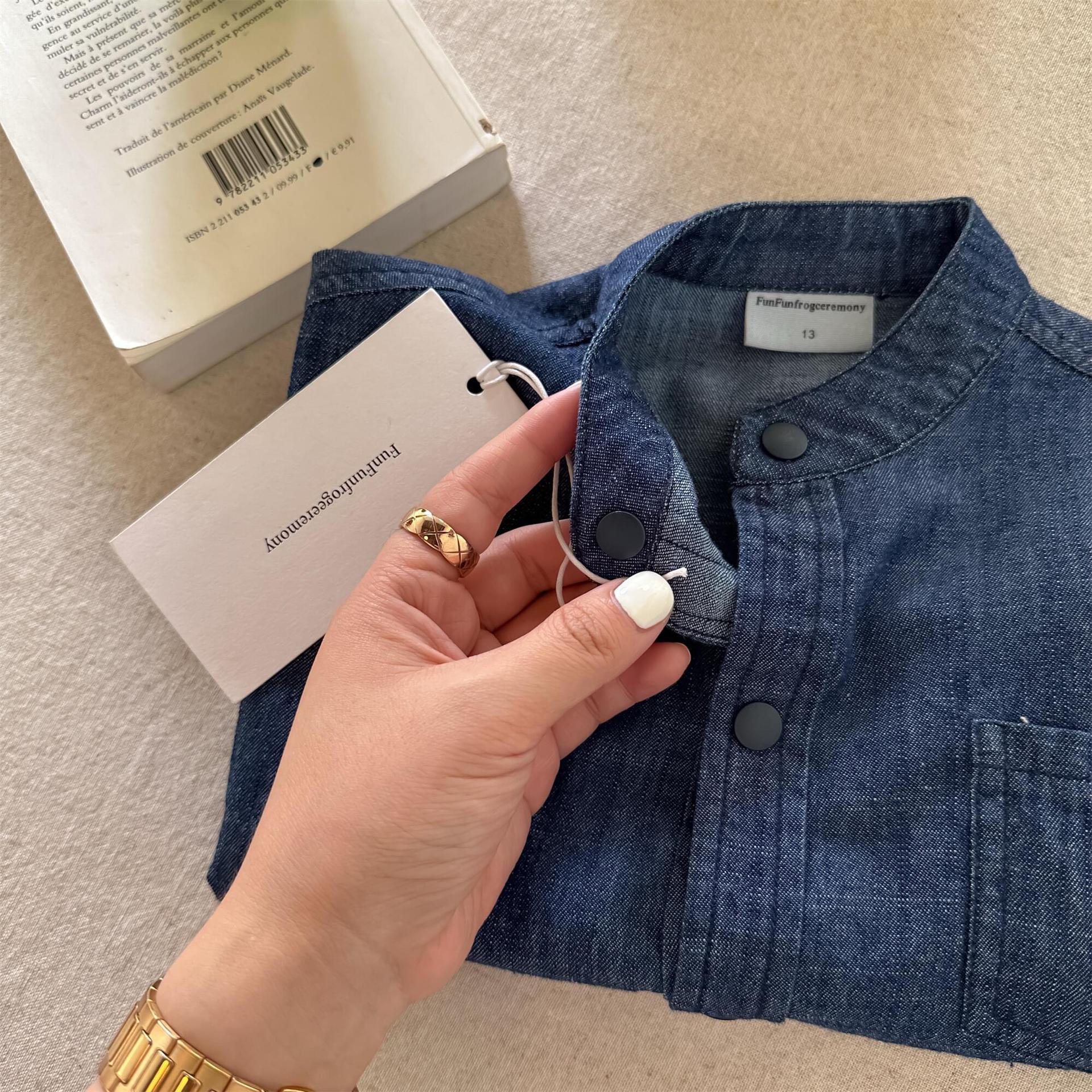 Free Shipping 2026 Kids Soft Denim Shirt, Long Sleeve Solid Color Top for Boys & Girls Autumn Fashion Casual Jacket