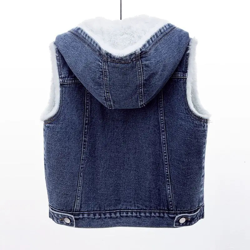 Coat Women Denim Coats Hooded Lamb Wool Jackets Vests Y2k Streetwear Work Casual Elegant Splice Jacket 2025 Autumn Winter 251219 - view 4