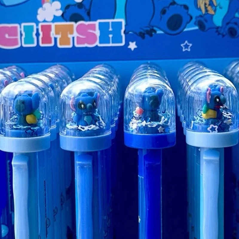 Disney 36Pcs Erasable Gel Pen Cartoon Set Stitch Creative Landscape Bottle 05Mm Blue Side Pen Students Learn Office Stationery H251220