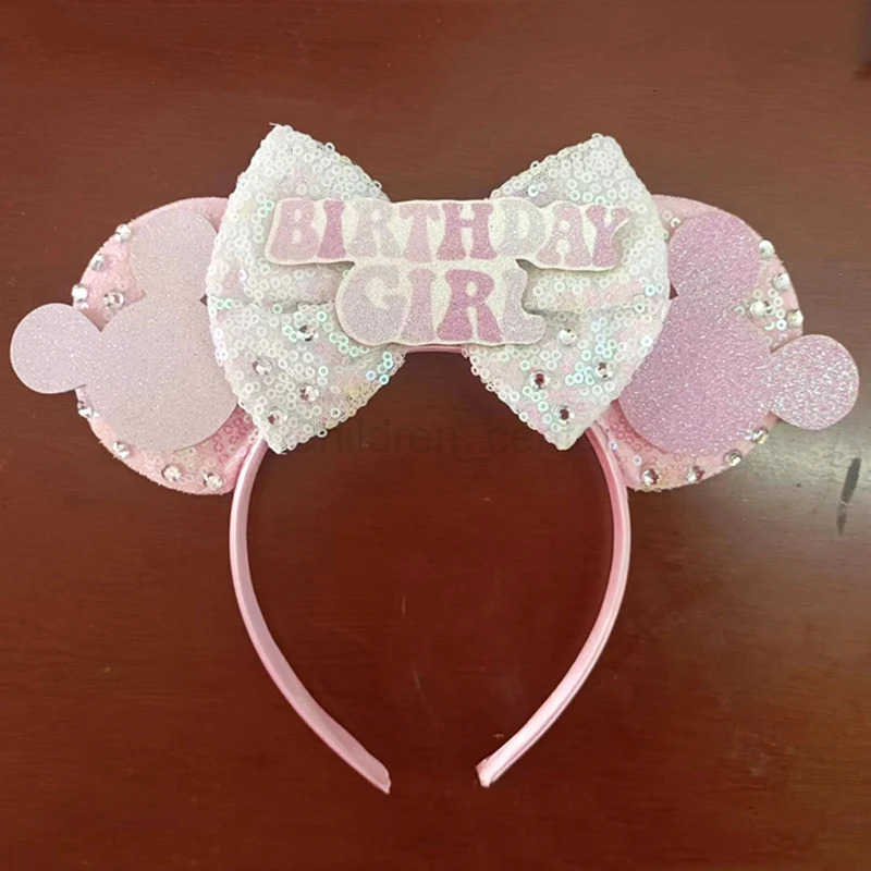 Disney Mickey Mouse Ears Headband Women Birthday Girl Sequin Bow Minnie Hair Bands For DIY Hair Accessories Kid Gift H251220