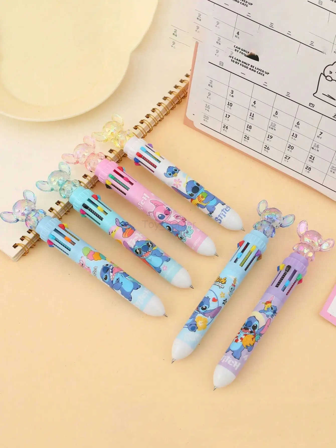 Disney 1/2/3pcs Stitch random style Press Ten Color Ballpoint Pen CartoonPen Stationery prefect for Christmas gift H2512201