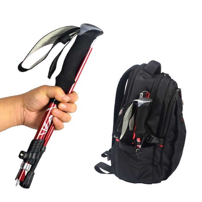 Foldable Trekking Stick for Camping 5 Sections Portable Walking Nordic Walking for Seniors Telescopic Easy to Store in Bag G251220