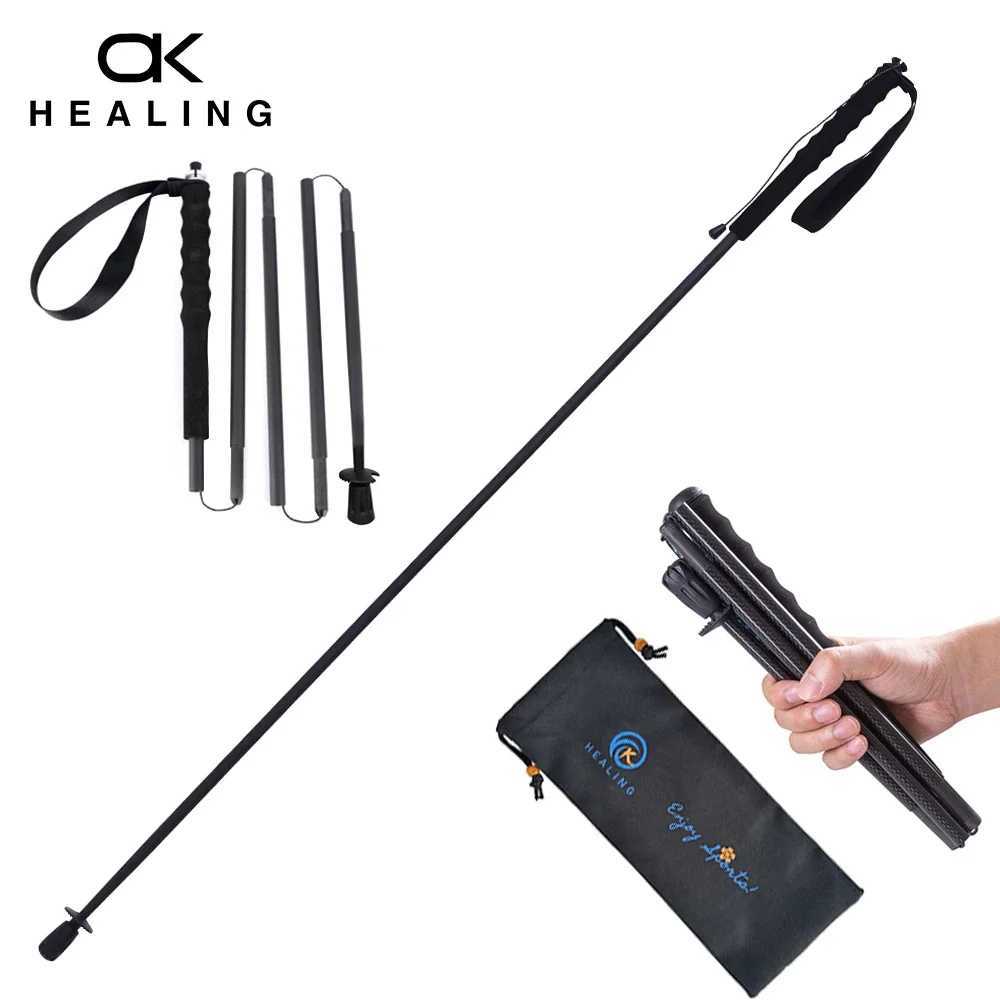 HEALING Ultra Light Trekking Pole Carbon Folding Hiking Stick Collapsible Hiking Poles Trekking Stick Walking Poles Walk G251220