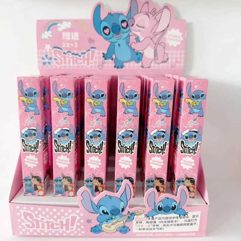 Disney 1/4pcs Anime Stitch Pen Kawaii Lilo Stitch Black Neutral Pen Cartoon 05mm Press Gel Pen Student Stationery H251220