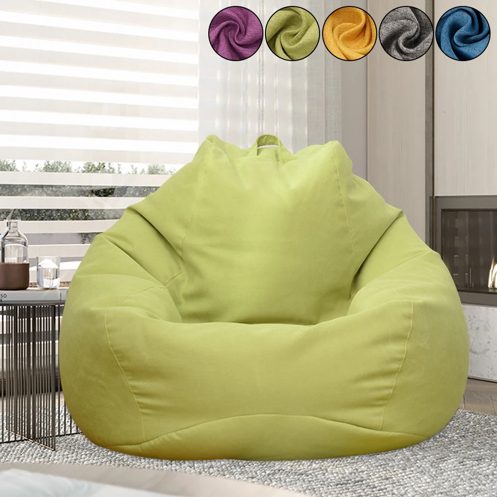 Lazy Sofa Cover Solid Chair Covers Without Filler Linen Cloth Lounger Seat Bean Bag Pouf Puff Couch Tatami Living Room Beanbags 251215