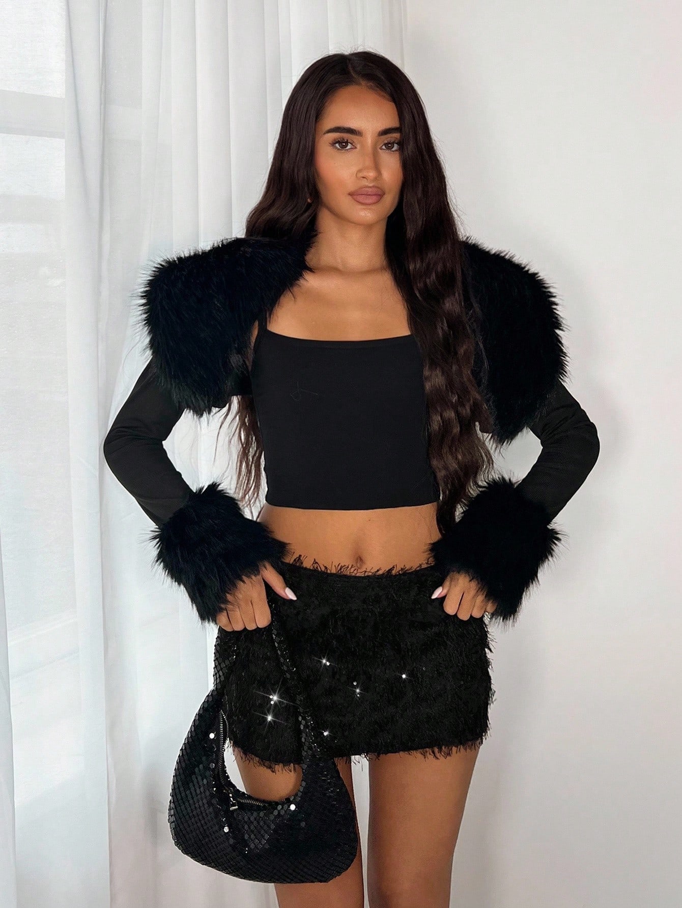 Women's Stylish Sequin Fringe Mini Skirt - American Retro A-line Bodycon Clubwear Skirt---121