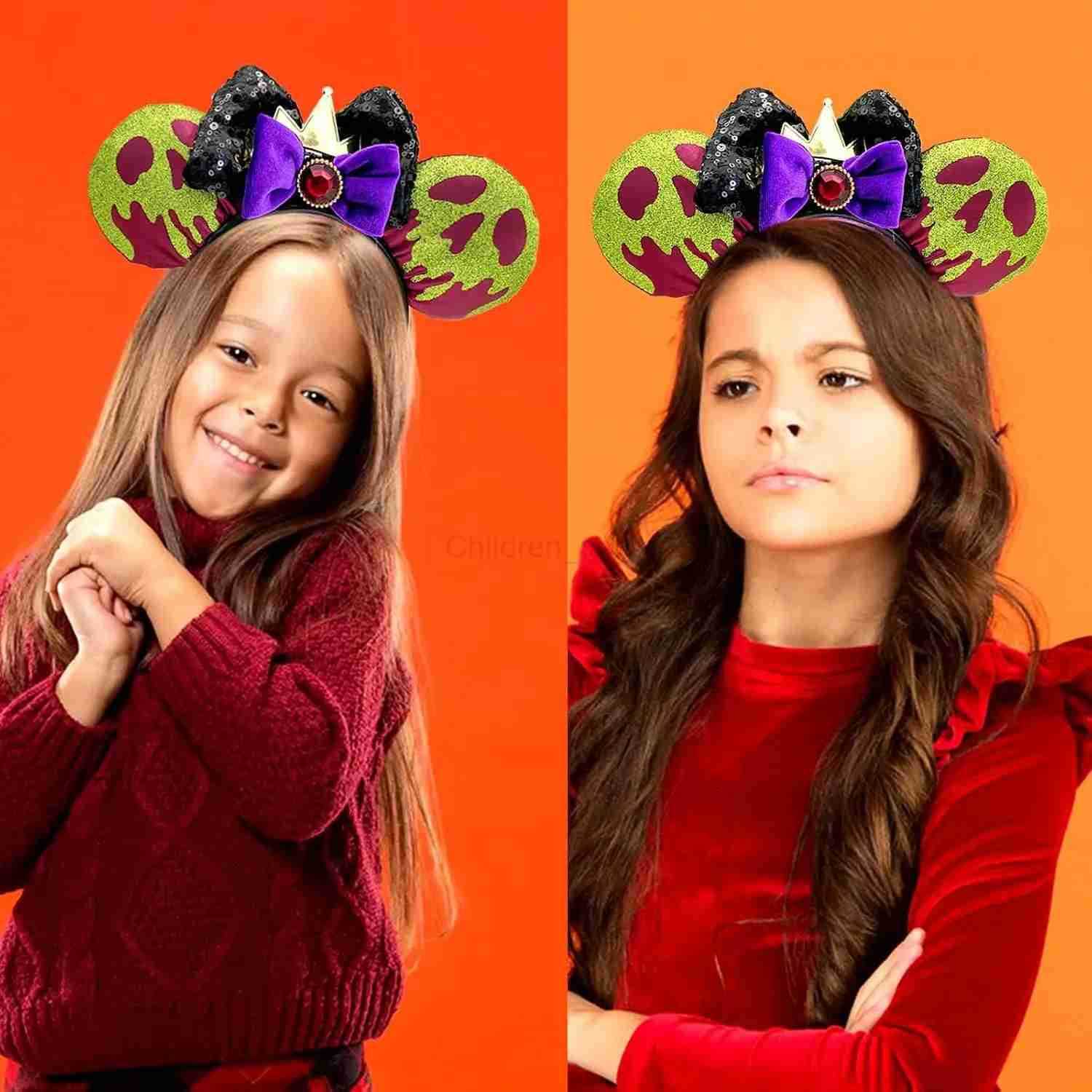 Disney Princess Mickey Mouse Headband Disneyland Minnie Ears Sequins Bow Headwear Kids Girl Toys Decoration H251220