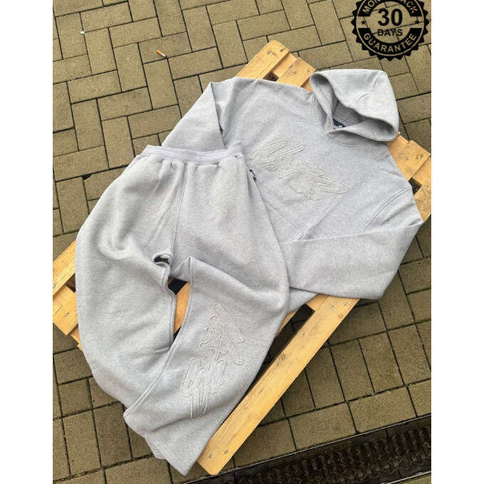 Hip Hop NOFS New European and American Street Y2K Trend Foreign Trade Letter Patch Long Sleeve Sports Casual Sweatshirt Set