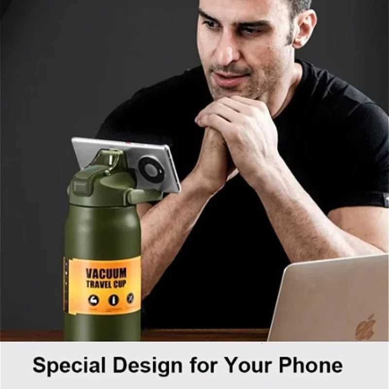 Portable Thermos with Straw 304 Stainless Steel Thermal Mug Tumbler Coffee Cup Sports Vacuum Flasks Cold and Hot Water Bottle H251219 W260226