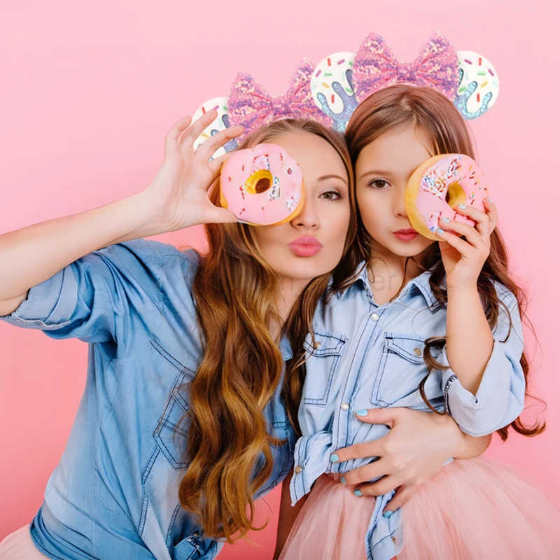 Disney 1pc Mickey Minnie Mouse Ear Hairband Multi Element Fun Cartoon Sparkle Bow Hair Accessory for Theme Park Party Wear Gifts H251220