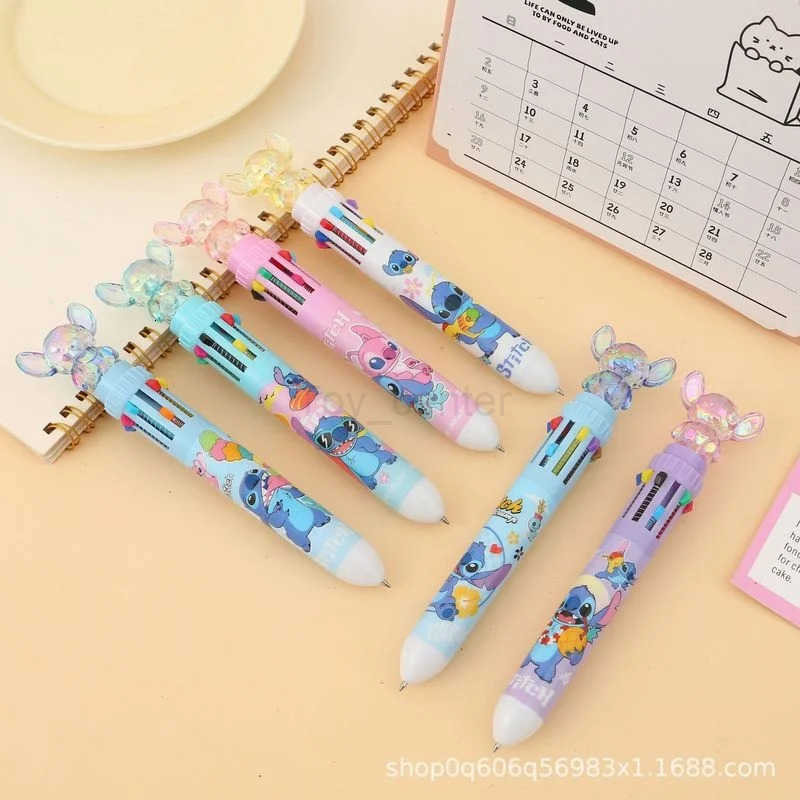 Disney Stitch Ballpoint Pen 36pcs Cartoon Lilo Crystal 10 Color Marker 07mm Student Graffiti School Childrens Stationery Gifts H2512201