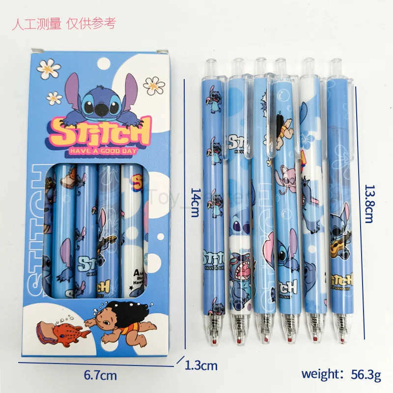 Disney 6 Pcs/Set Stitch Limited Edition high quality Gel Pen Cartoon Series Black 05mm Student/Office Daily Stationery H251220