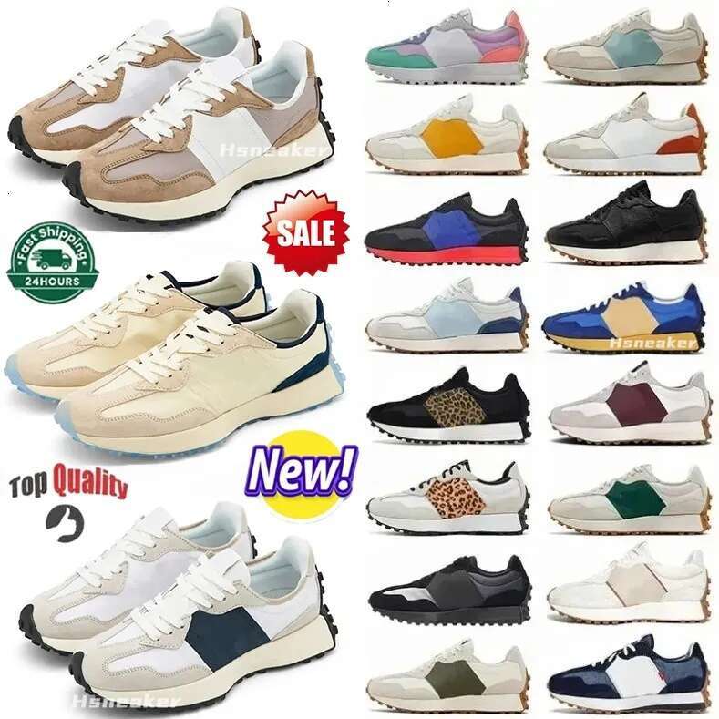 New Running Shoes For Mens Womens Designer Athletic Trainers Leopard Sea Salt Suede Oxford Beige Black White Grey Outdoors Sports Gym 327 Sneakers