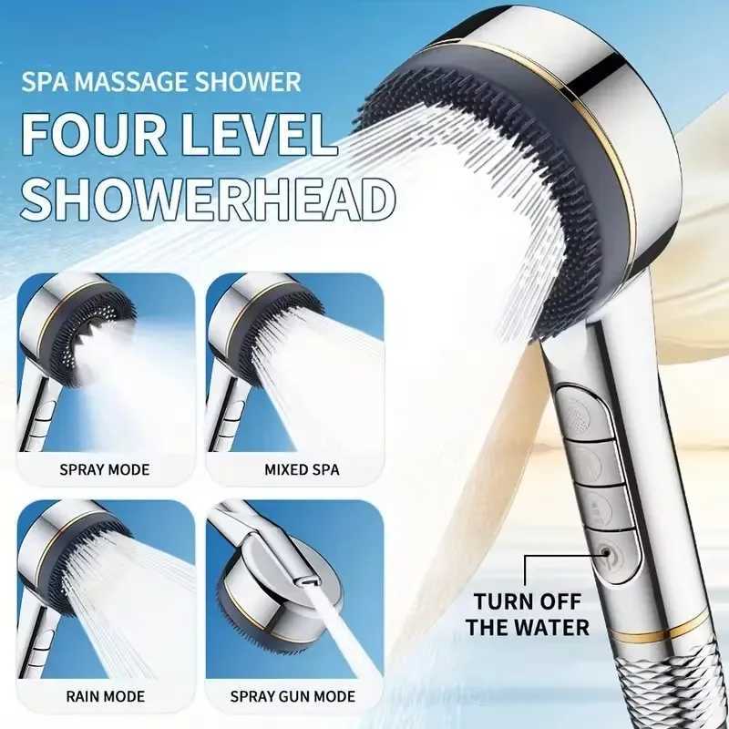 1pc Filtered Supercharged Shower Head Four-speed Adjustment With Water Seal Multi-functional Home Shower Bathroom Accessories C251220