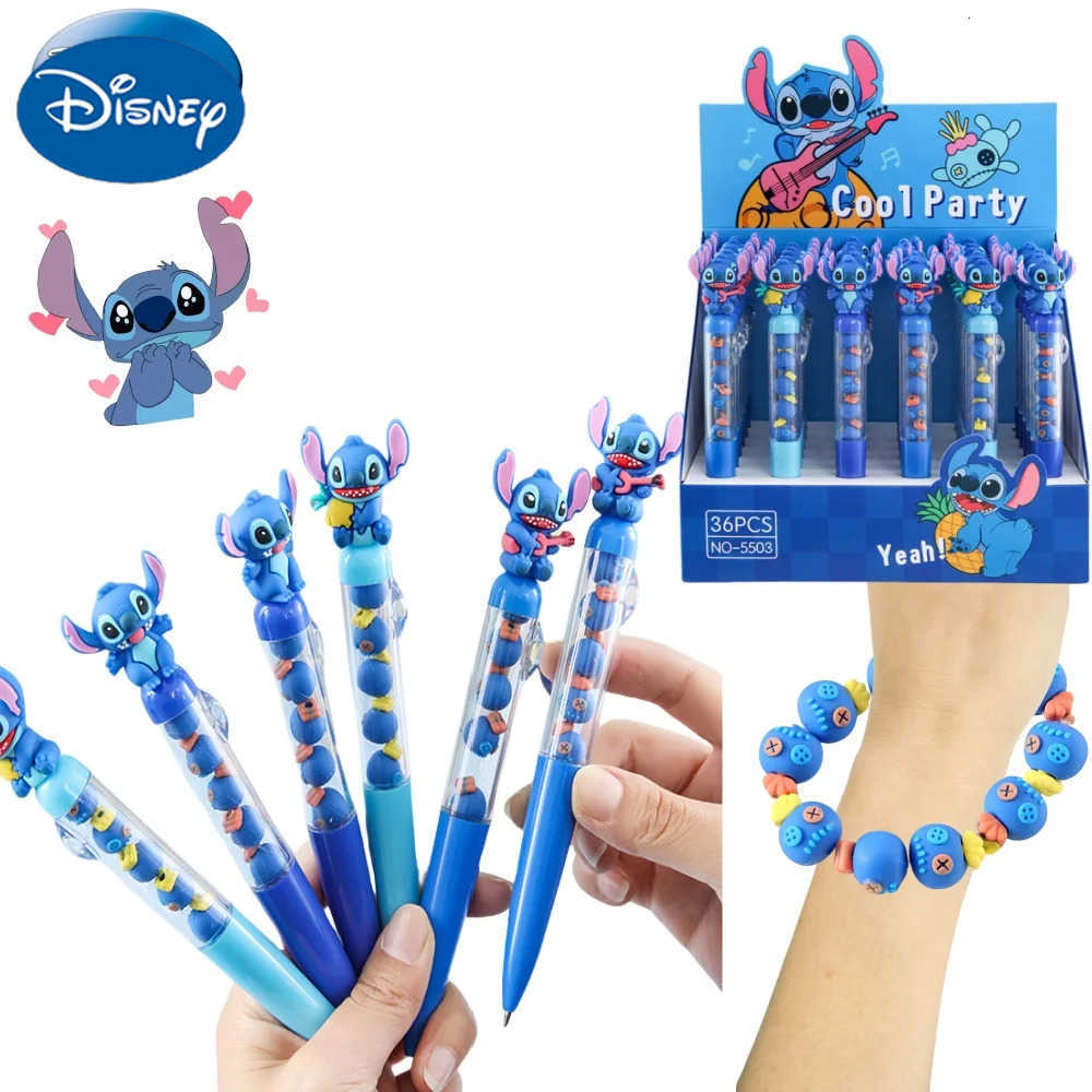 Disney 1/3/6/12/36pcs Stitch Gel Pen Lilo Stitch Brochette Le 05mm Black Press Sign Pen Student Stationery Wholesale Gifts H251220