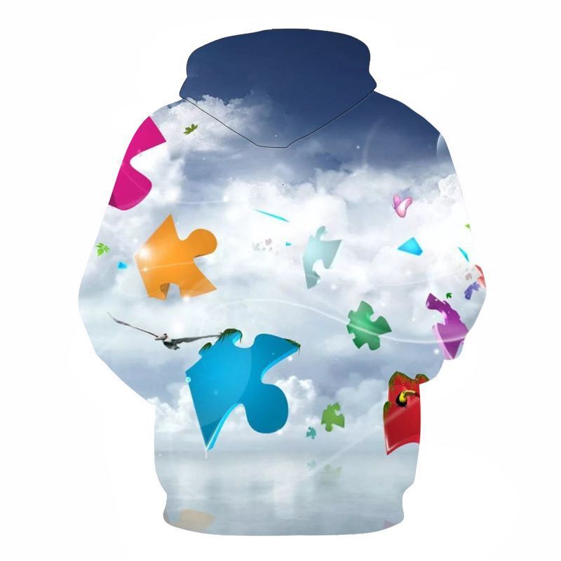 Fall/Winter Hooded Sweatshirts Stylish Abstract Print Couples' Streetwear Hoodies Oversized Pullover Sweatshirts