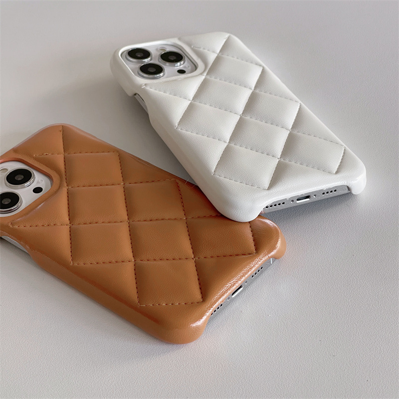 Solid Color Quilted Pattern Compatible with Apple 17 Pro Max Phone Case iPhone 16 Leather 15 Chanel Style 14 Three-Pack Hard