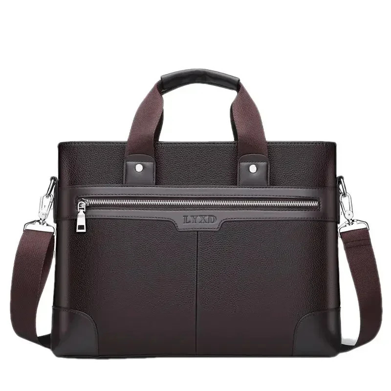 Mens PU Leather Briefcase Waterproof Anti-Theft Laptop Bag for Business Office Travel - Document Organizer Shoulder Bag 251218
