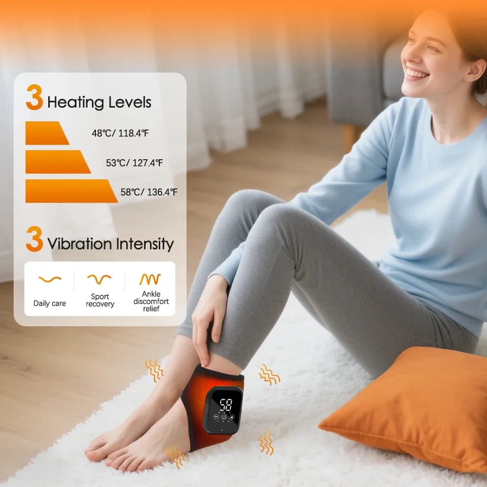 Electric Ankle Heating Massage Compress Vibration Foot Massage 3 Heating Level Ankle Joint Brace Wrap Foot Warmer Massage 251217