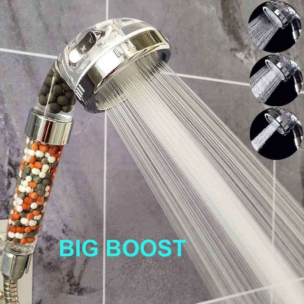 Zloog New 3 Modes Shower Head High Pressure Water Filter Shower Mineral balls Showerhead for Bathroom Anion Nozzle C251220