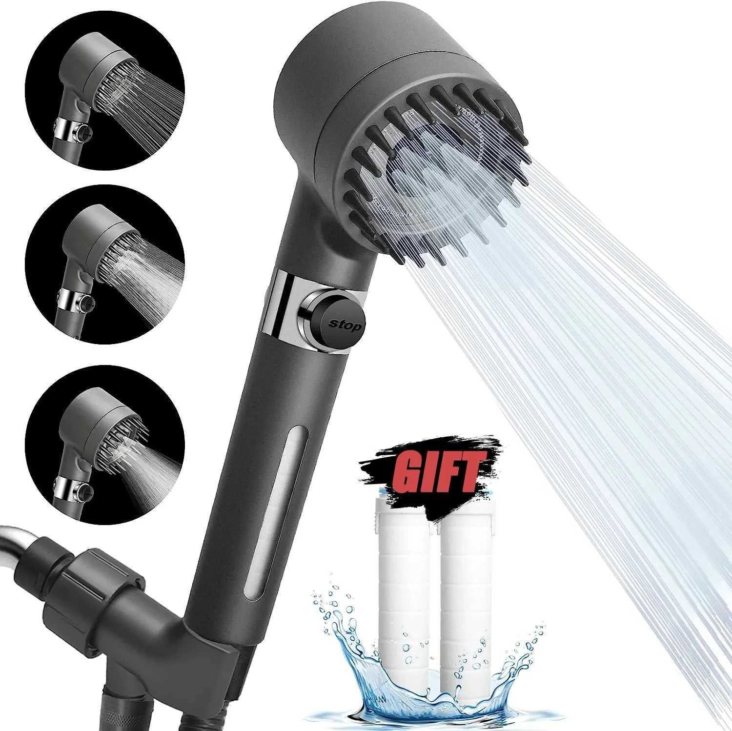 High-pressure Shower Head 3-mode Adjustable Spray with Massage Brush Filter Rain Shower Faucet Bathroom Accessories C251220