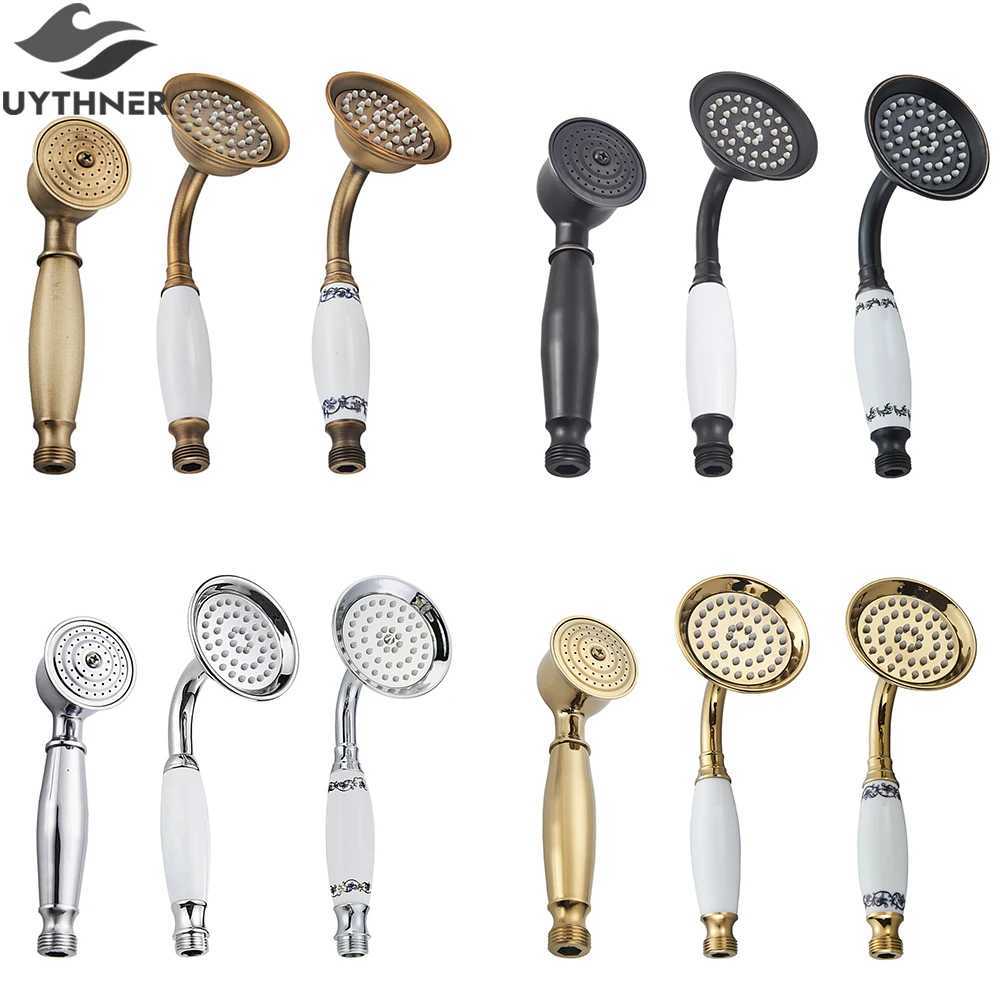 Vintage Bathroom Shower Head Ceramic Brass Wall Mounted Bath Faucet Sprayer Hardware Accessory Hand Showerhead C251220