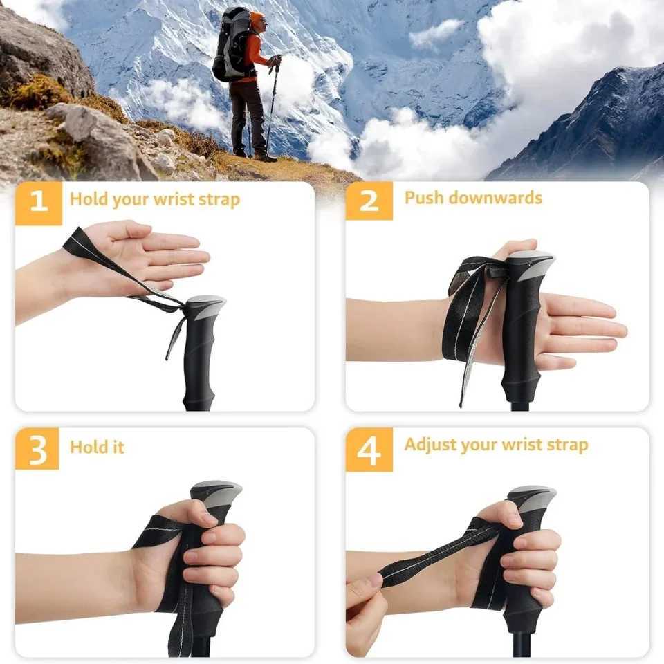 2PCS Ultralight Foldable Trekking Poles Sets Telescopic Nordic Walking Sticks Portable Outdoor Camping Hiking Gear G251220