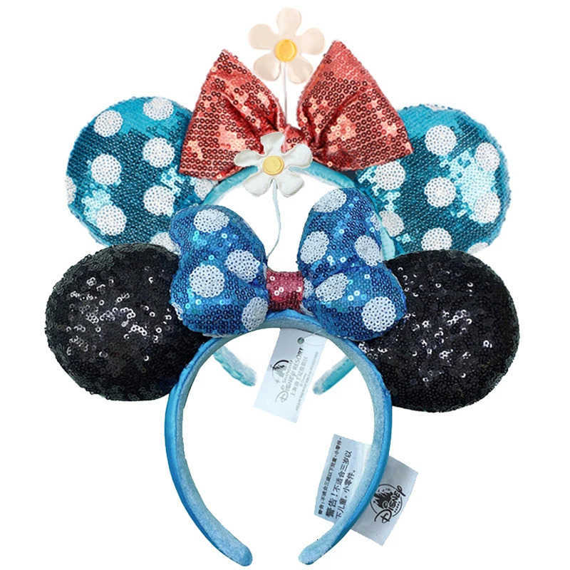 Disney 2026 Mickey Mouse Ear Headband Amusement Park Fastival Party Mermaid sequin Headwear Girl Birthday Hair Accessories H251220
