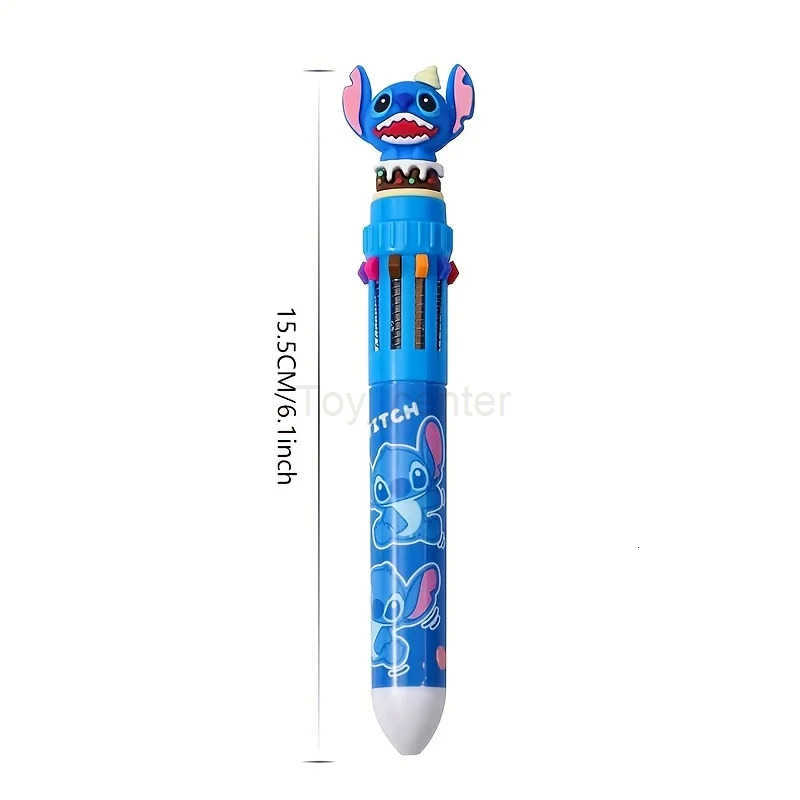 Disney 1 piece of Stitch ballpoint pen 10 color marker pen color pen cartoon pen student multifunctional color marker pen H251220