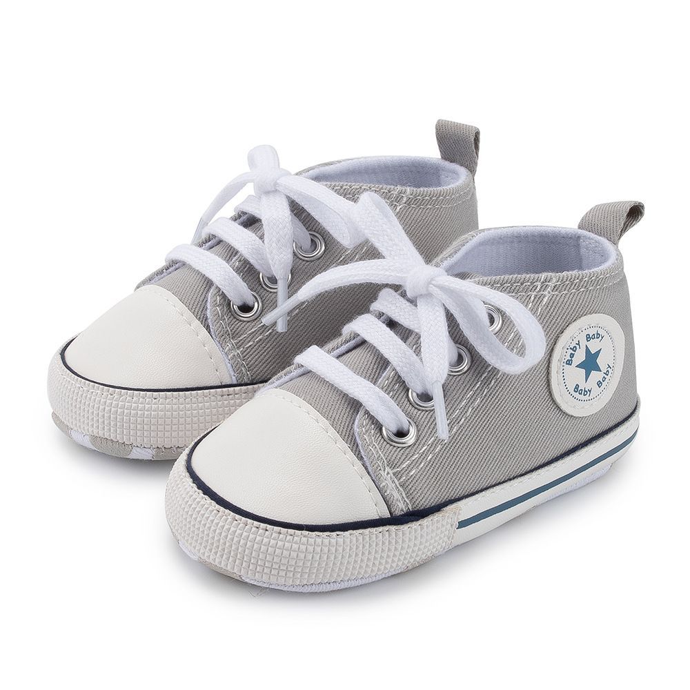 Unisex Baby Boy Girl Canvas Sneakers Soft Sole Infant Lace up Newborn Ankle Walkfashion Toddler First Walkers Crib Shoes 0-18 Months W006