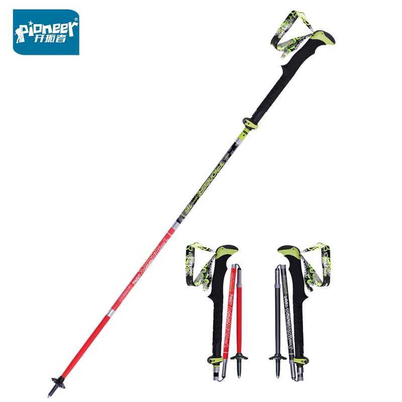 Pioneer Folding Ultralight Quick Lock Trekking Poles Hiking Pole Race Running Outdoor Walking Stick Carbon Fiber 115-135cm G251220