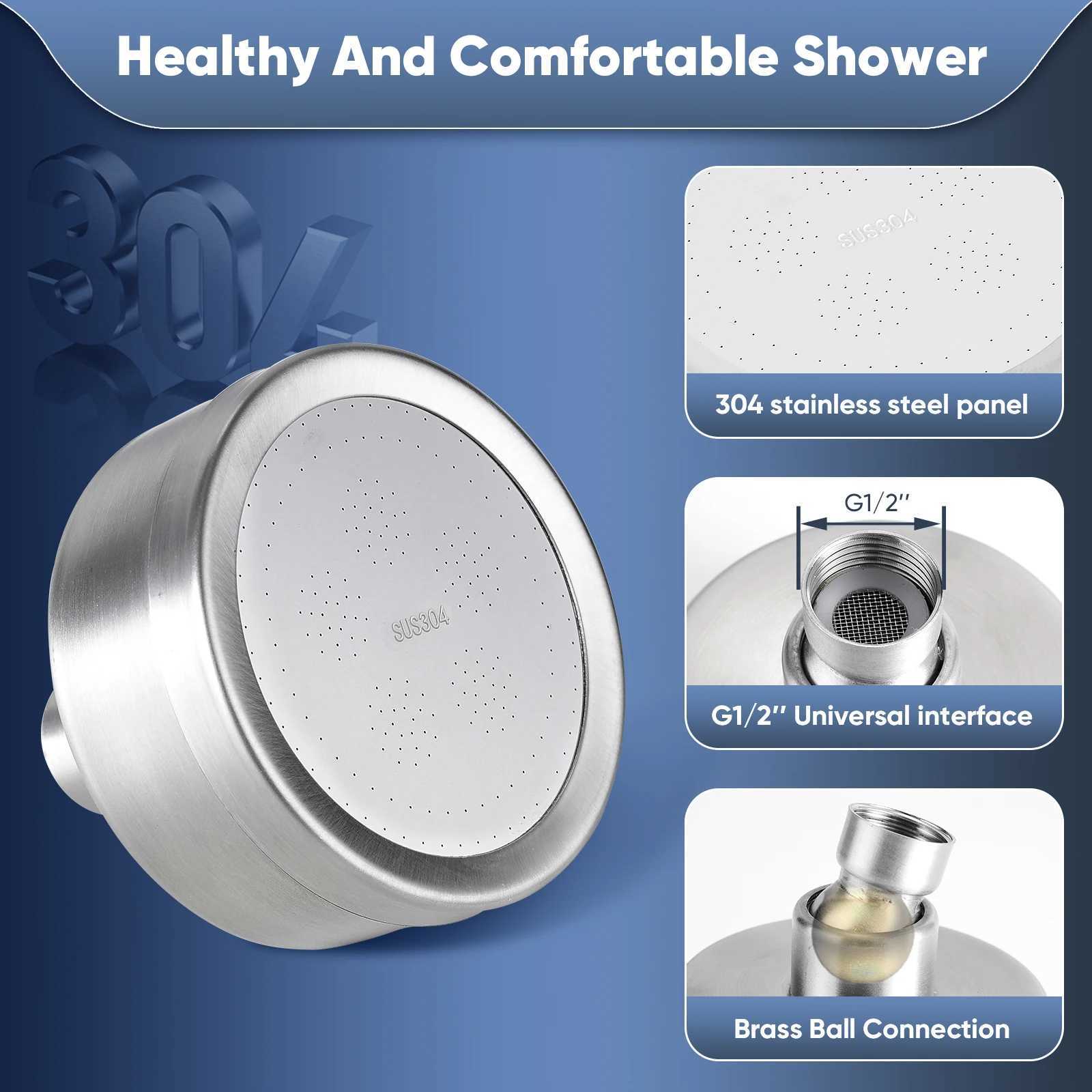 Filtered Shower Head 3 inch Round Rainfall High Pressure Stainless Steel Bath Shower Head Waterfall Full Body Coverage 811537 C251220