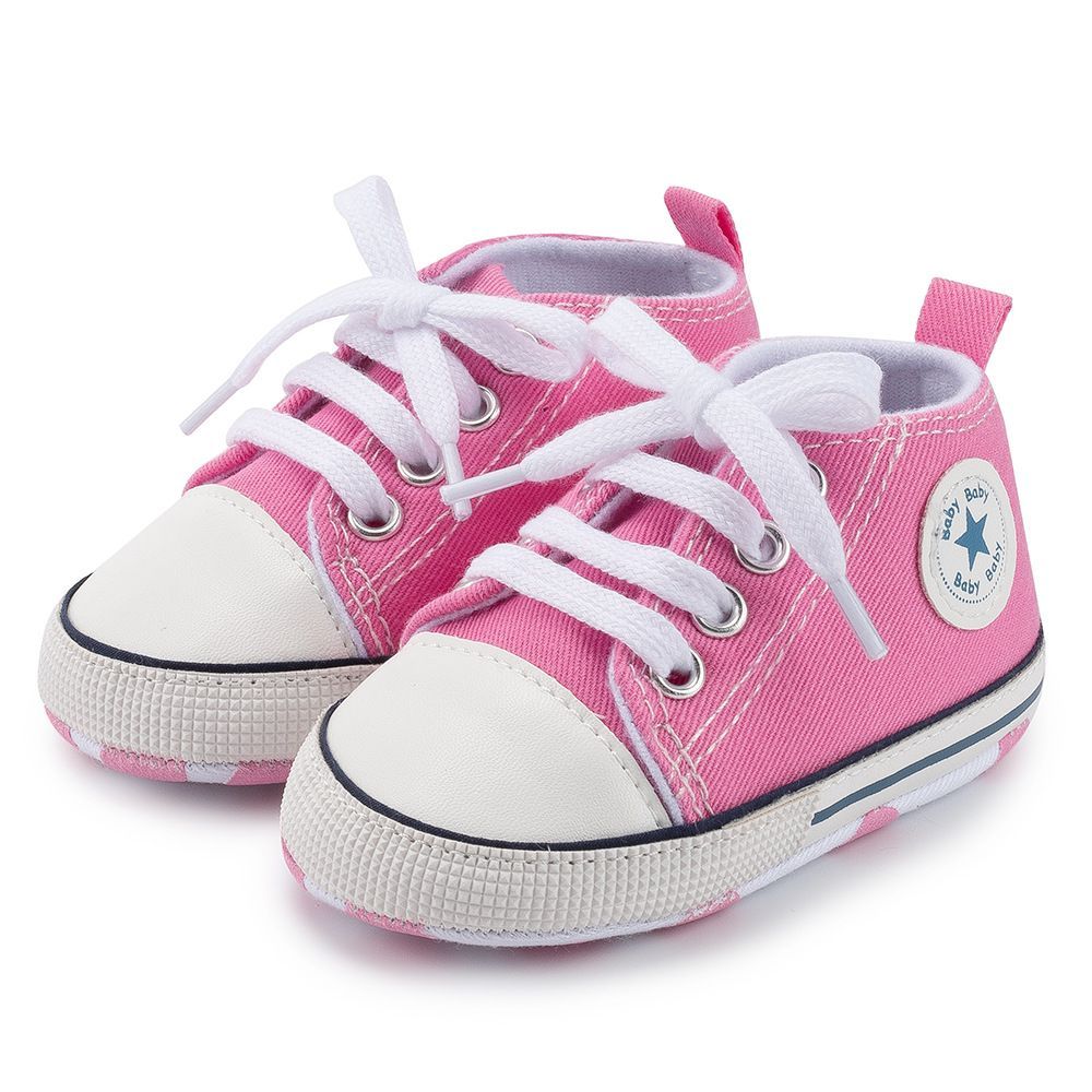 Unisex Baby Boy Girl Canvas Sneakers Soft Sole Infant Lace up Newborn Ankle Walkfashion Toddler First Walkers Crib Shoes 0-18 Months W006