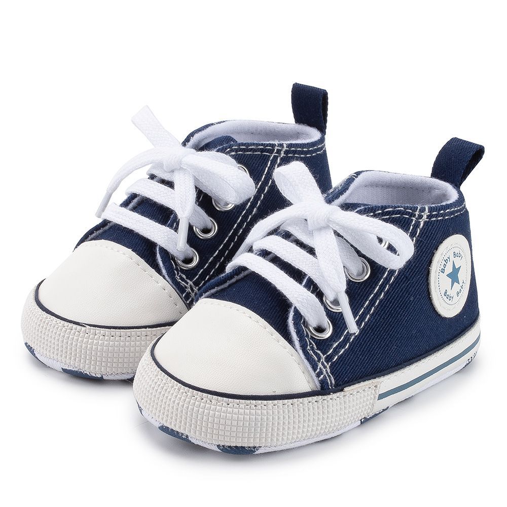 Unisex Baby Boy Girl Canvas Sneakers Soft Sole Infant Lace up Newborn Ankle Walkfashion Toddler First Walkers Crib Shoes 0-18 Months W006
