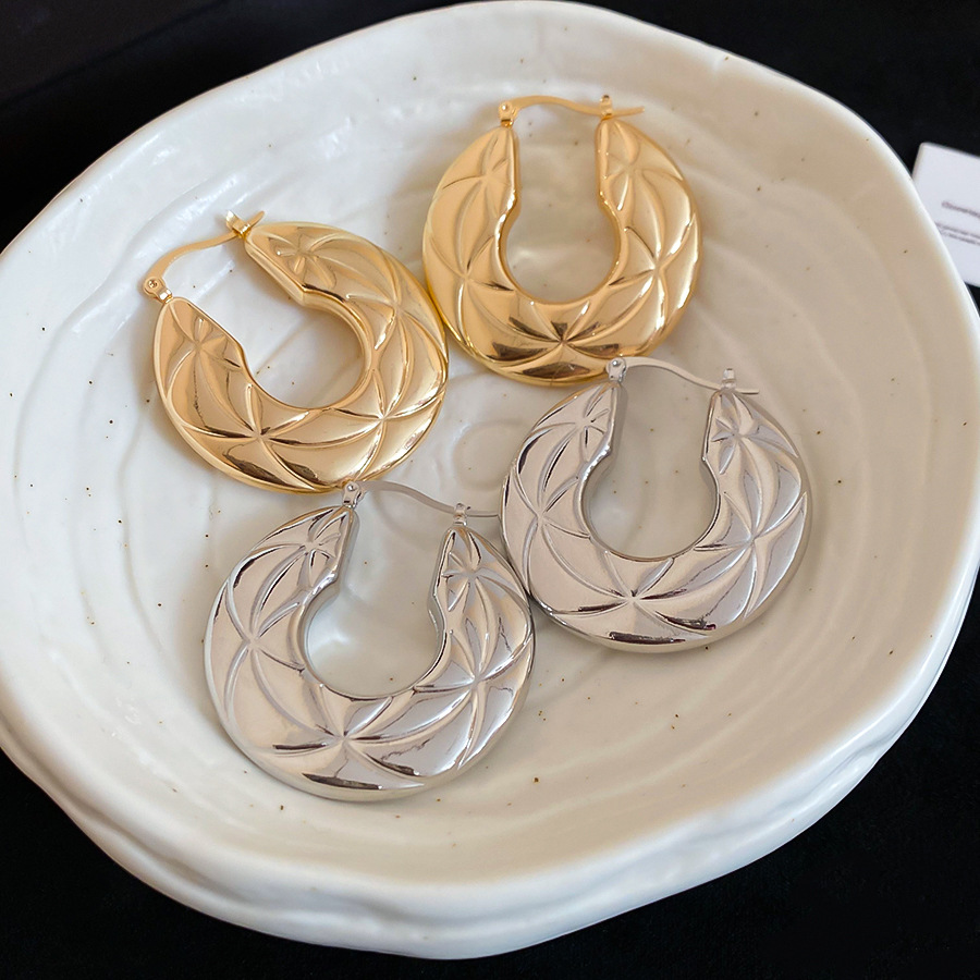 Metallic Smooth Round Texture Simple Fashion Design Sense Niche Luxury High-end Earrings - view 7