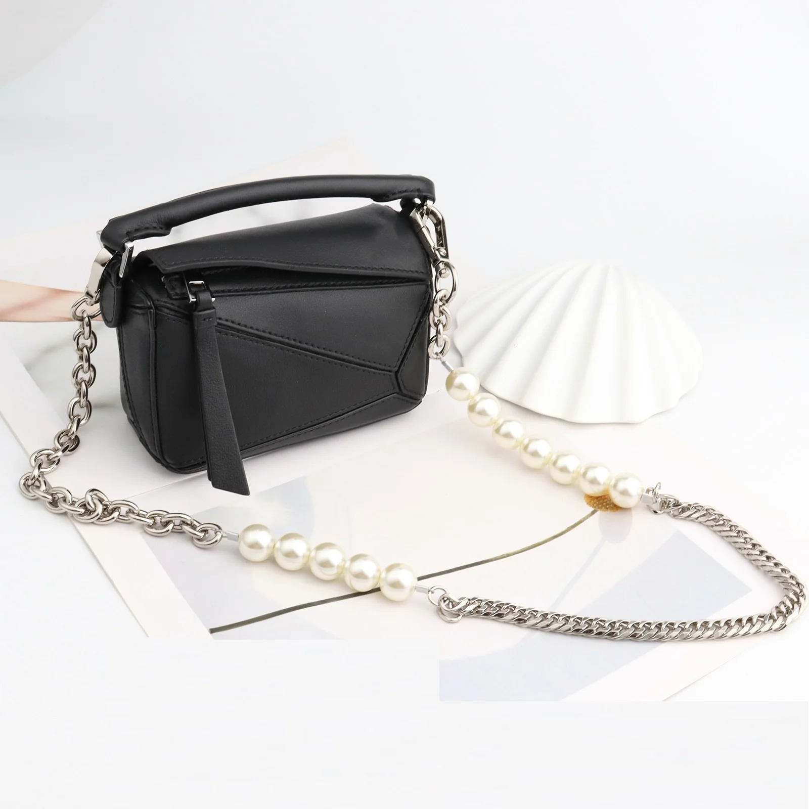 316L Stainless Steel Solid Metal and Pearl Bag Chain Bandage Kpop Strap Accessories Handles IP Gold Plated Gift DIY 251219