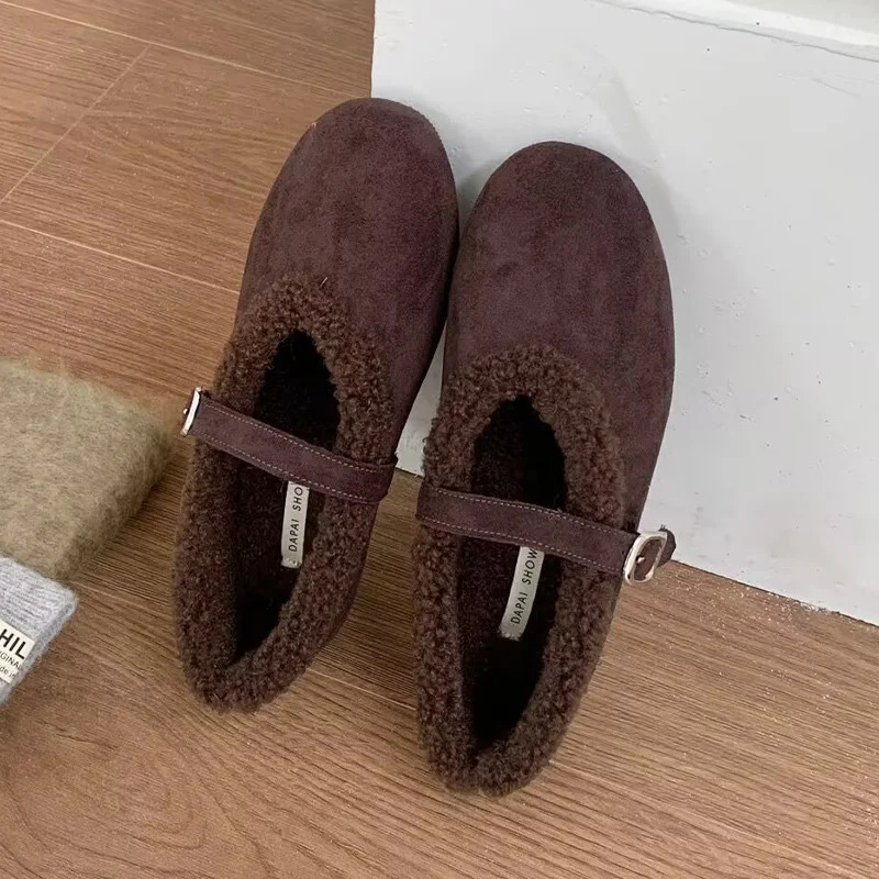 Flats Women Loafers Shoes Fur Fashion Mary Jane Shoes Short Plush Cotton Shoes Comfort Dress Snow Mujer Botas 251217 - view 4