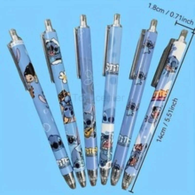 Disney Stitch 6-12pcs Gel Pen Cartoon Set 05mm Cute Quick-Drying Smooth Writing Press Pen Learning Office Stationery School H251220