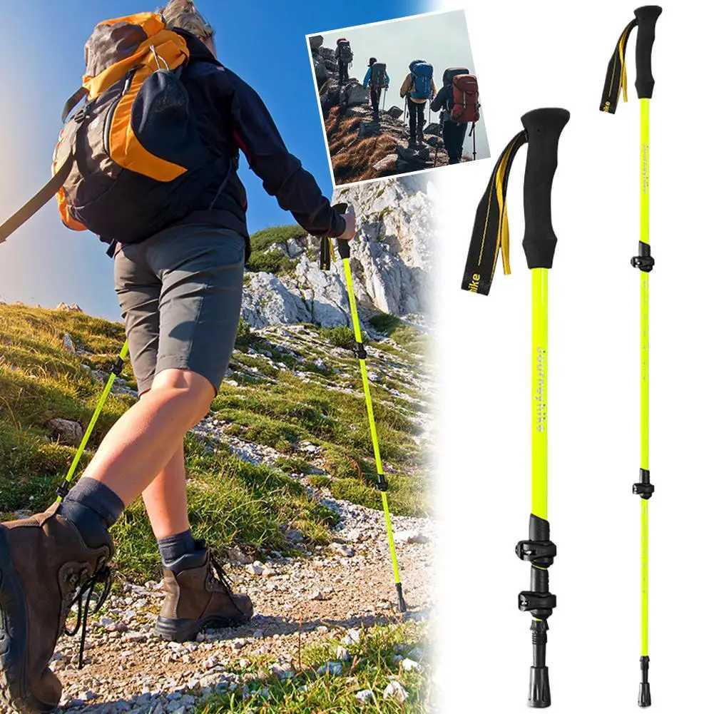 Carbon Telescopic Three Section Climbing Cane Adjustable Walking Hiking Sticks Ultralight Foldable 3-sections Trekking Poles G251220