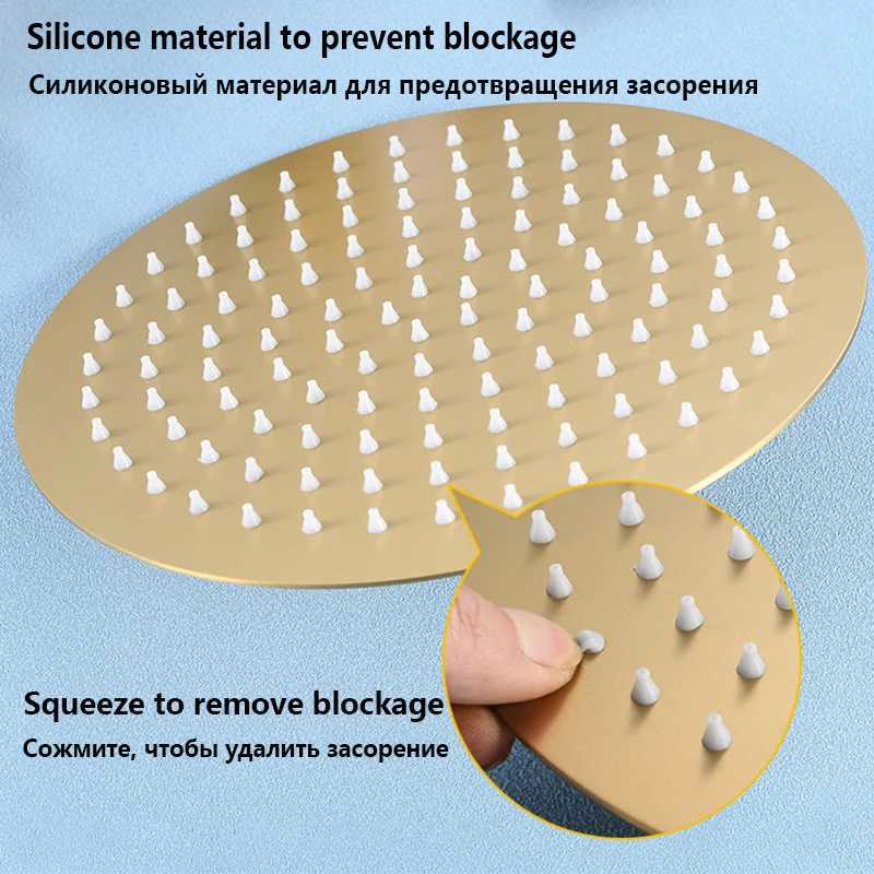 Top 1 Luxury Rushed Gold Shower Head Sus 304 Stainless Steel Bathroom Pressurized Rainfall Top Faucets Showers Heads Accessories C251220