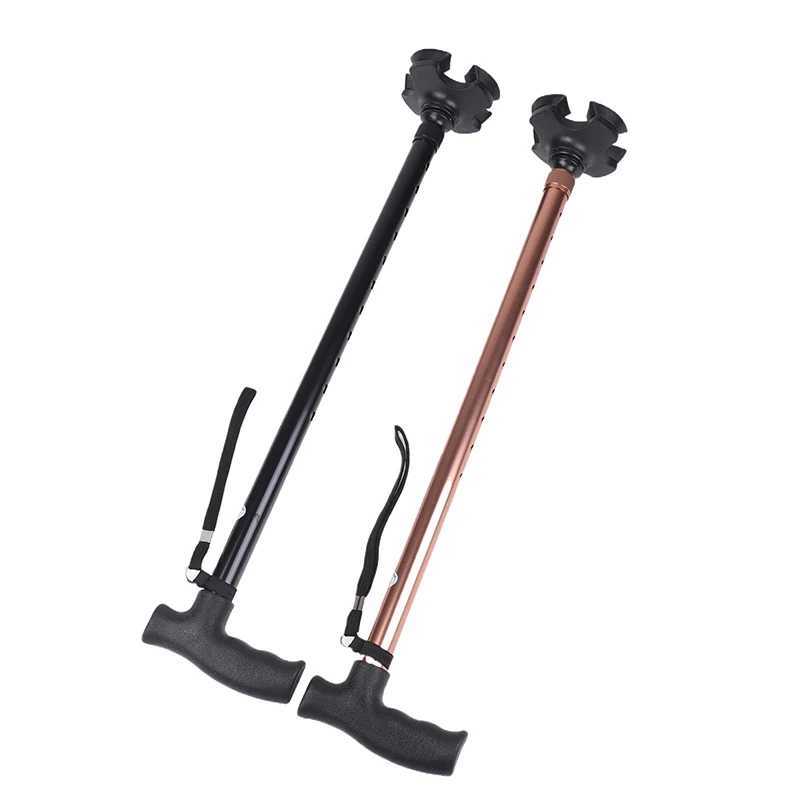 Old Man Non-slip Walking Stick T Handle Retractable Aluminum Alloy Canes Folding Crutch Hiking Elderly Walk Trekking Pole G251220