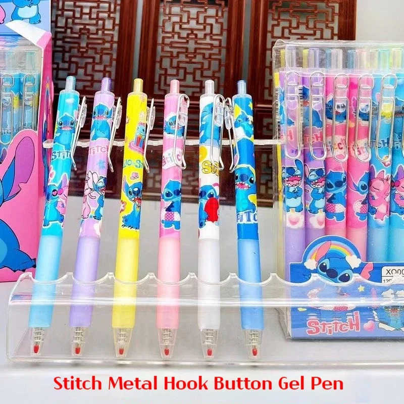 Disney Stitch Gel Pens 12-36pcs Cartoon New Pressing Pen Black Water Ink 05 Cute Signature Pen Stationery school Birthday Gift H251220