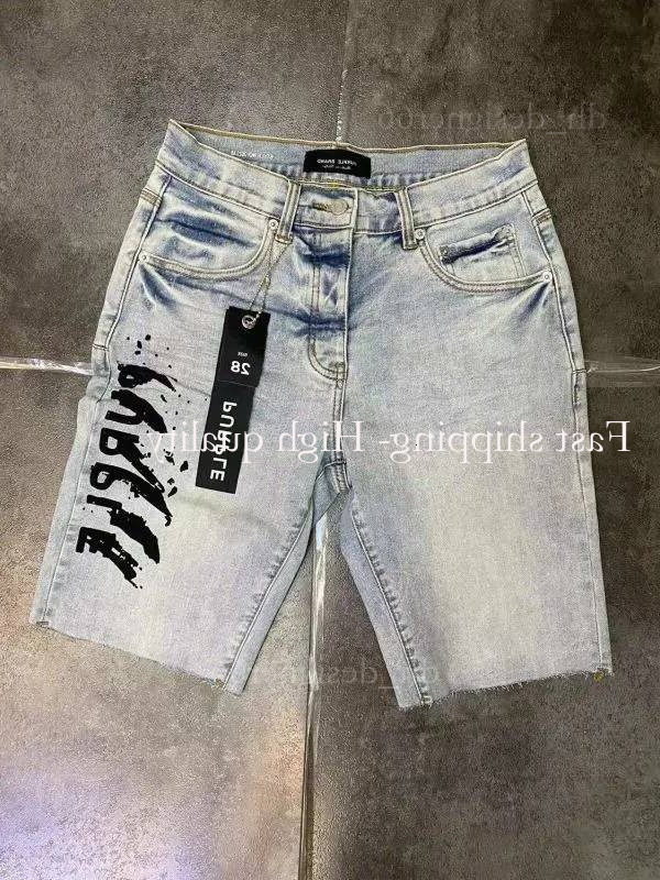 High quality designer purples Jeans Men's Jeans short jeans Denim Trousers Mens Jeans Short hip hop hole shorts Casual shorts Knee lenght shorts denim jeans 19 46