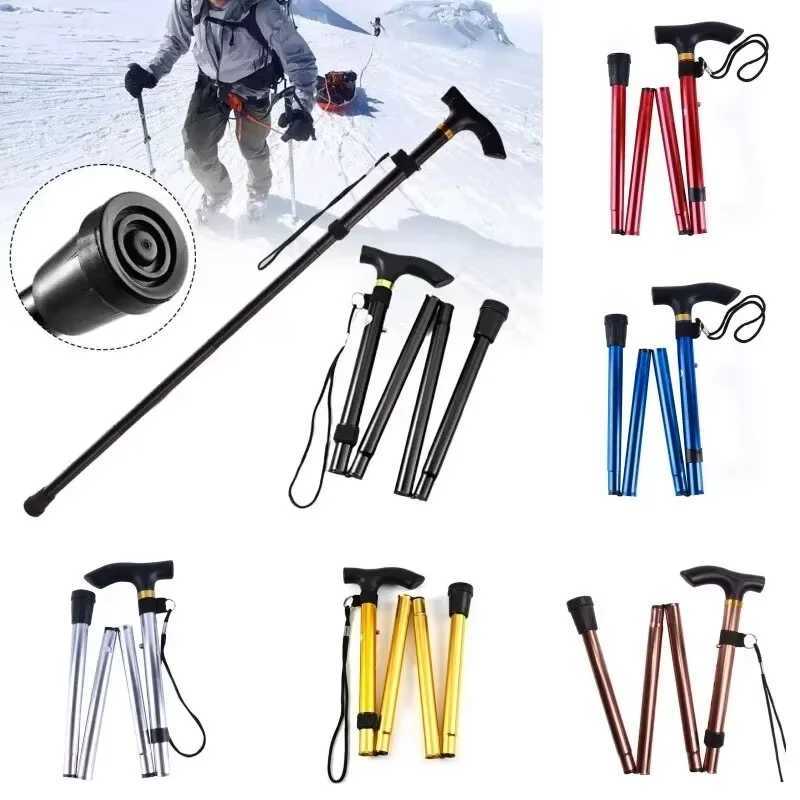 Multifunction Walking Stick Trekking Poles Telescopic Fold Crutches Hiking Stick Crutch Elderly Metal Stick Walking Cane Outdoor G2512201