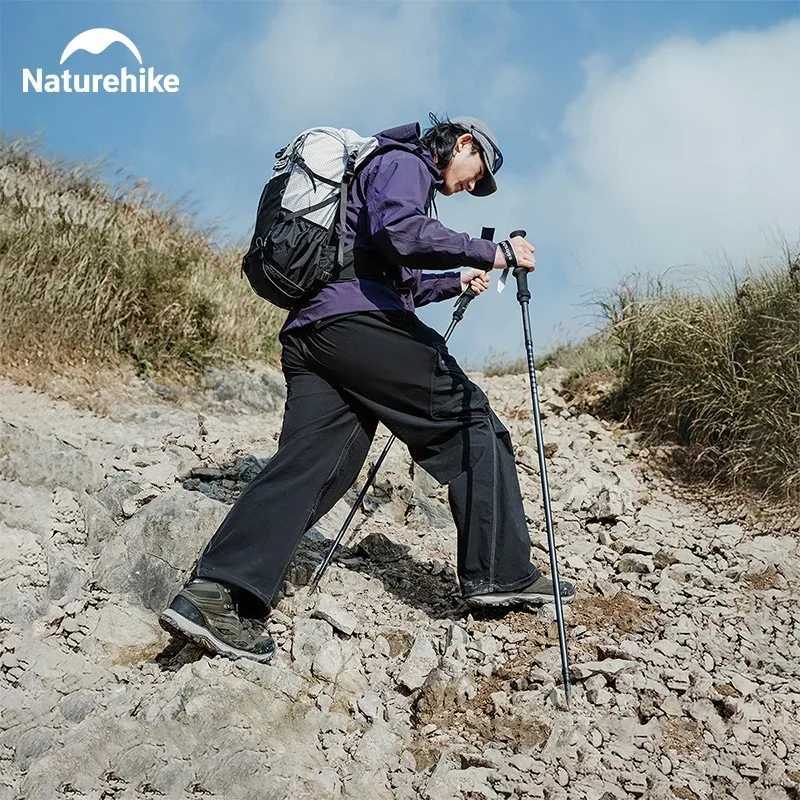 Naturehike 2025 New Aluminum Carbon Fiber Folding Hiking Cane Ultralight Trekking Poles 1pcs Travel Quick Open Walking Sticks G251220