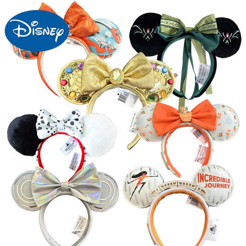 Disney 2025 Mickey Mouse Headband Disneyland New Speed Silver Nimbus PU Leather Headwear Children Girl Toys Decoration H251220